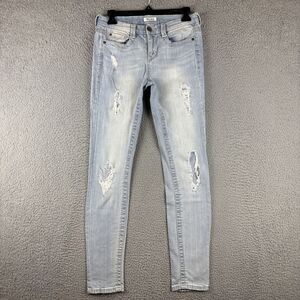Mudd Jeans Juniors Size 5 Skinny Mid Rise Distress Light Wash